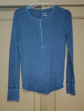 Aerie Waffle Rib Long Sleeve Henley T-Shirt